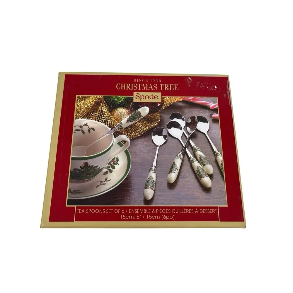 Spode Christmas Tree Pastry Forks & Dessert Spoons Boxed